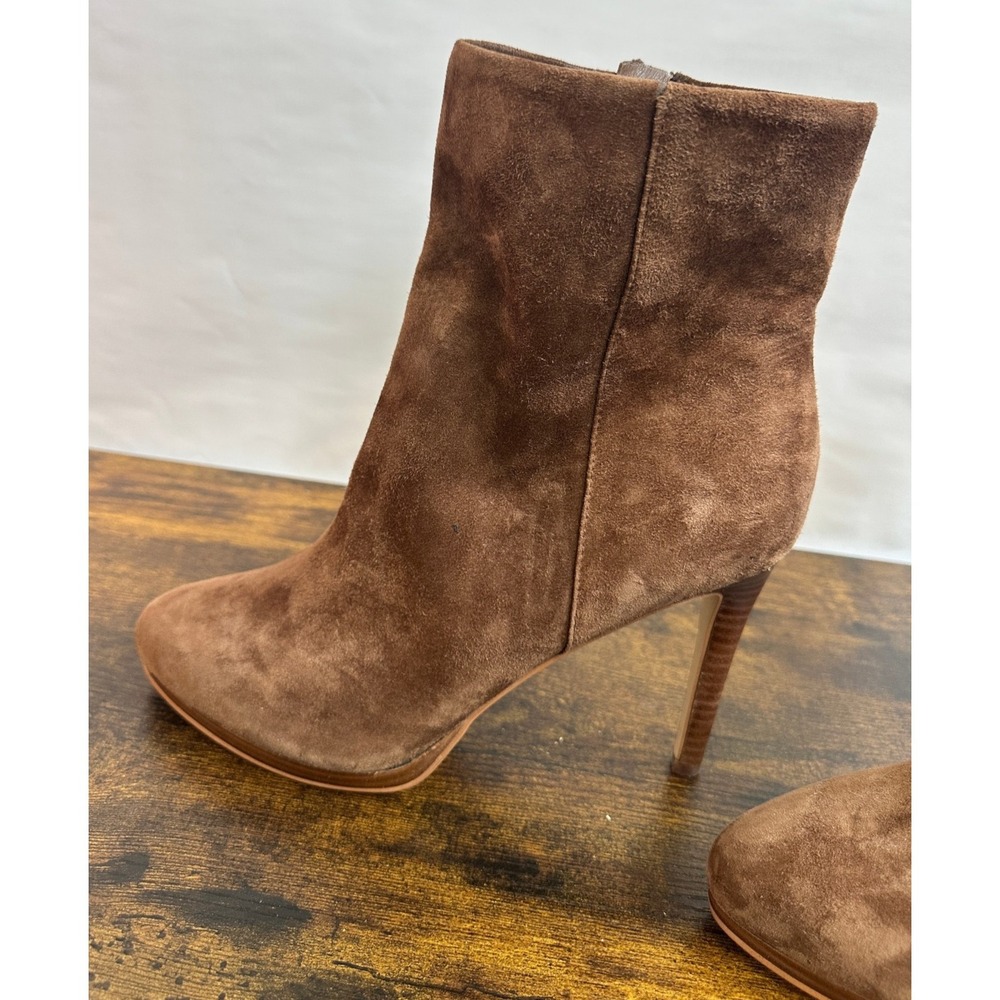 Nine West Brown Heeled Boots High Stiletto Heels Leather Suede Texture Size 11 M - Picture 3 of 15